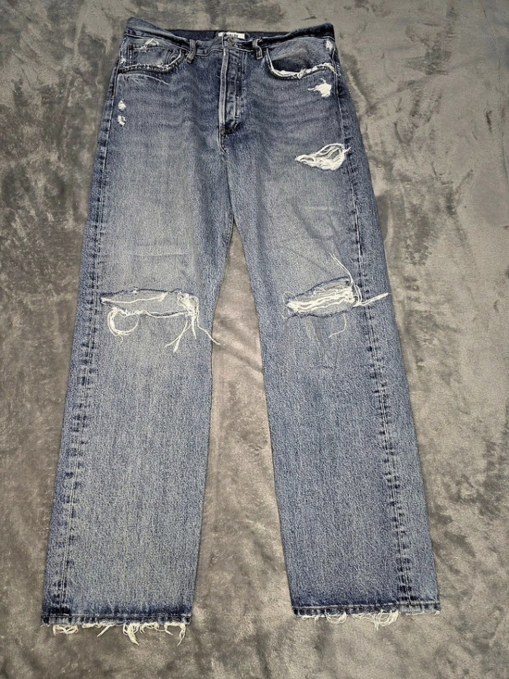AGOLDE 90's Mid Rise Loose Jean Size 29 Isolate Distressed Raw Hem
